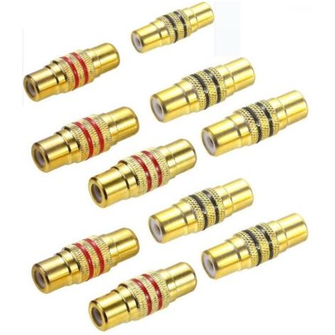10 Vergoldete Cinch-adapter (buchse Auf Buchse), Koppler Für Audio Und Video