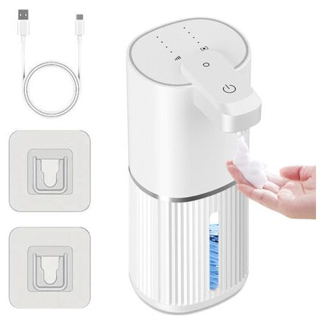 380 Ml Automatischer Seifenspender, Berührungsloser, Wandmontierter Seifenspender, Schaumsensor, Usb Wiederaufladbar, Ipx5 Wasserdicht, Weißer Elektrischer Seifenspender Für Badezimmer