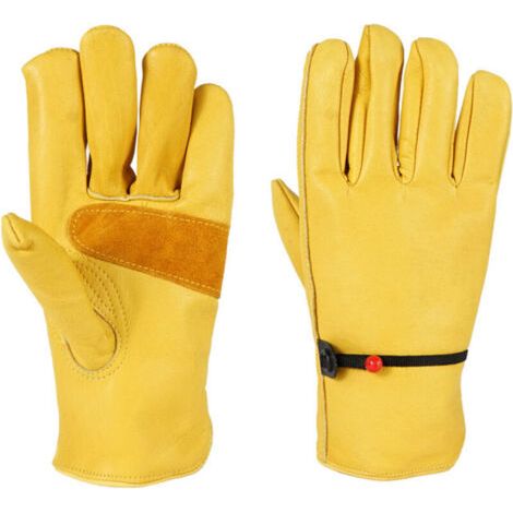 Gartenhandschuhe Für Männer/frauen, Arbeitshandschuhe Aus Rindsleder, Anti-dorn- Und Anti-schnitt-gartenarbeitshandschuhe – Gelbe Verdickung