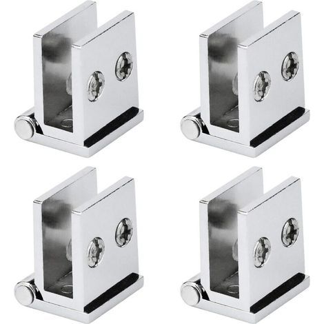 Lot Von 4 Charnières Pour Porte En Verre, Angle Ouverture 0° Charnières De Serrage De Meuble De Cuisine, Vitrine, Douche, Pour Verre Epaisseur De 5 Mm
