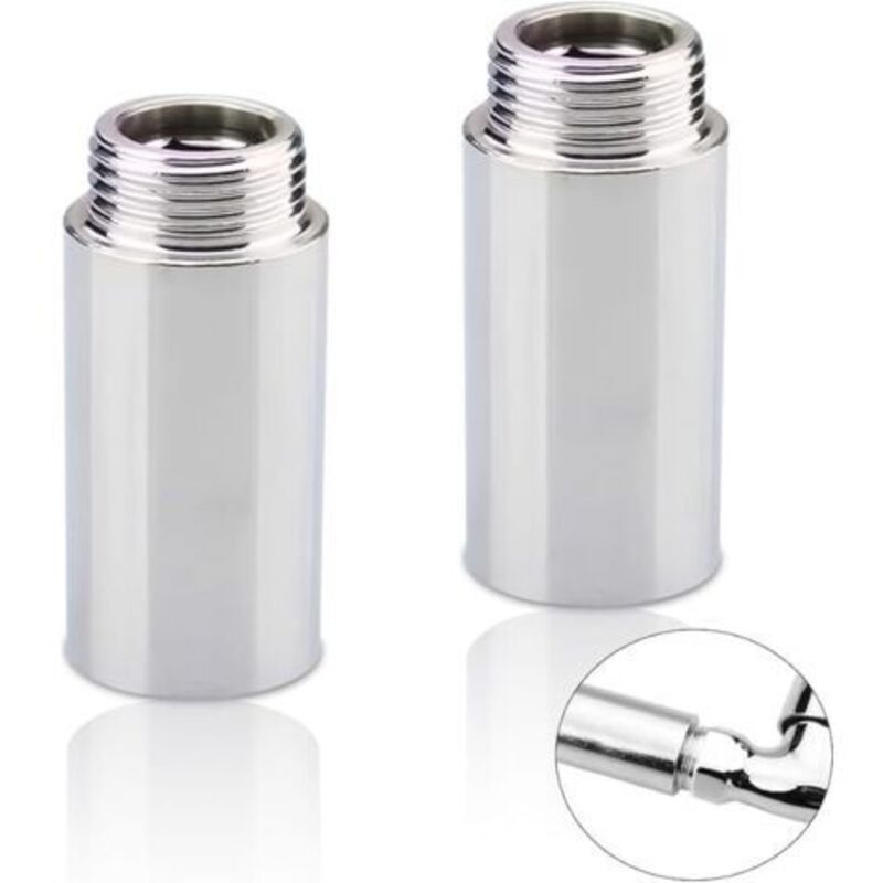 2er Set Hahnverlängerung 1/2" X 60 Mm, 1/2" Ig X 1/2" Ag Dn15, Dn15 Gewindeverlängerung, Edelstahl-verlängerungsanschluss 60 Mm Für Heizungs- Und Trinkwasserinstallation