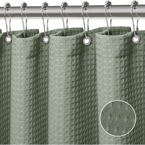 Gaufre Rideau Douche Rideaux Baignoire Tissu Polyester Lavable En Machine Rideau Salle De Bain Mit 12 Häkeln183 X 183 Cm (vertikal)