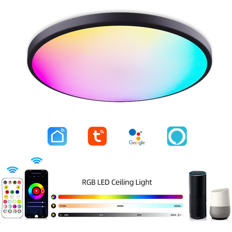 Tuya 220v240v Rgb Smart Led Deckenleuchte Mit Dimmer, Fernbedienung Und Wlan, Runde Form.