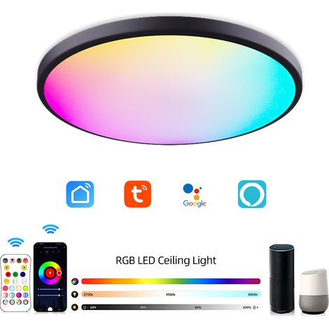 Tuya Rgb 220v240v Intelligente Led-deckenleuchte Mit Dimmer, Fernbedienung Und Wlan, Runde Form.