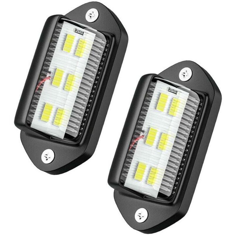 2pcs Led Eclairage Plaque Immatriculation Étanche 6 Smd Led Feux Arrière Immatriculation Plaque Für 12v/ 24v Camion Camionnette Remorque Voiture Véhicule Caravane