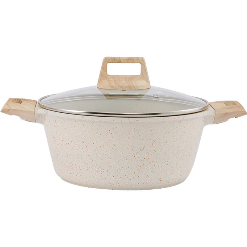 Keramik-antihaft-topfset Mit Deckel, Gesund, Weiß.