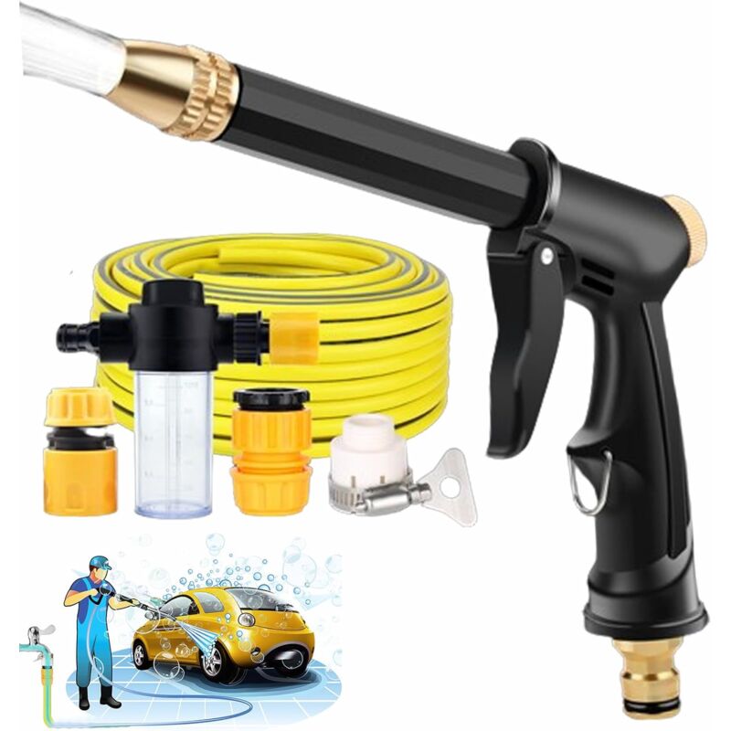 Wasserspritzpistole, Hochdruck-autowaschpistole, Hochdruck-waschpistole Mit 3 Schnellanschlüssen Mit 10 M Wasserleitung