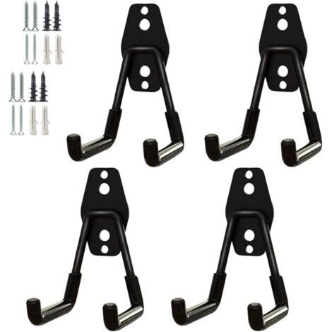 Lot Von 4 Robusten Häkelhäkeln, Rangement-häkelarbeiten, Muraux- Und Acier-häkelarbeiten Für Gartenutensilien (kleine Schwarze Häkelarbeiten)