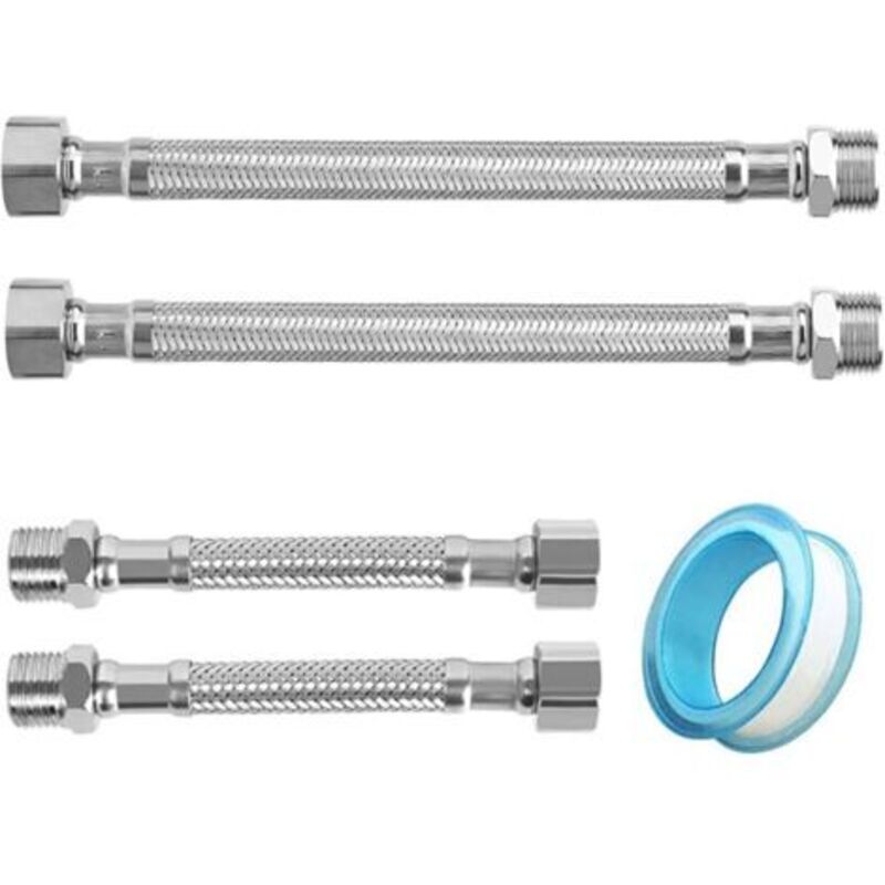 4 X 3/8 Zoll Flexibler Schlauch, 304 Edelstahl, Flexible Schlauchverlängerungen Für Badezimmer- Und Wc-wasserhähne (10 Cm/20 Cm)