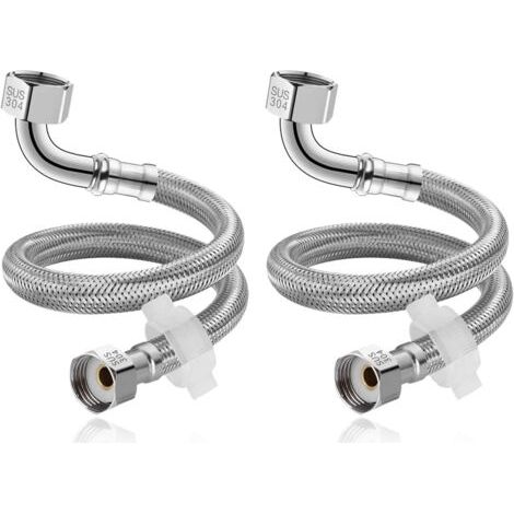 Packung Mit 2 40 Cm (1/2" X 1/2") Geflochtenen Flexiblen Schlauchanschlüssen Aus Edelstahl Für Küchenspülen, Waschbecken, Boiler Und Toiletten.