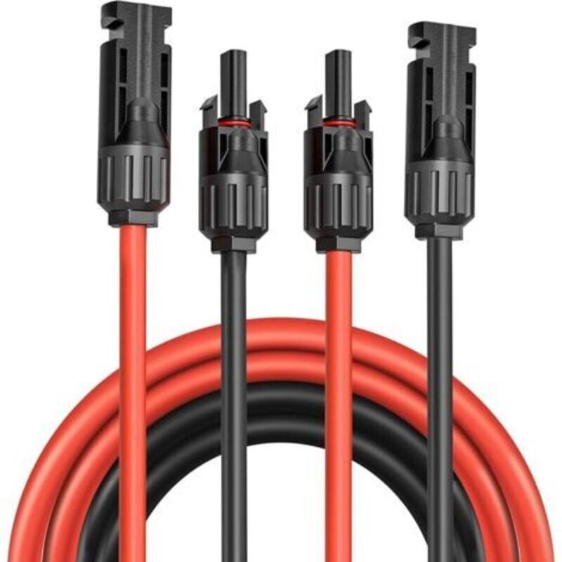4 Mm² Solarkabel – 1 M/2 M/3 M/4 M/5 M/6 M/10 M Verlängerung – Uv-beständig – Vde-zertifiziert – Mit Solarsteckern – Für Photovoltaik-anlagen (rot/schwarz) (4 Mm²/2 M)
