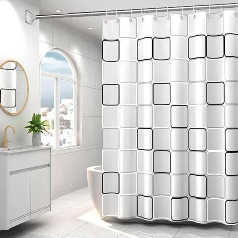 Duschvorhang, 1800 X 200 Cm, Mit 12 Aufhängeringen, Geeignet Für Dusche Und Badewanne.