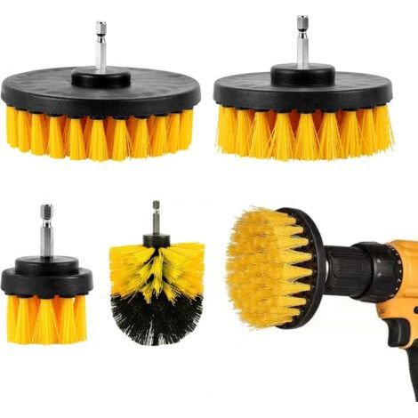 Bohrer-bürsten-set, 4-teilige Bohrer-reinigungsbürste 2''/ 3,5''/ 4''/ 5'', Gelbe Reinigungsbürste Für Badewannen, Badezimmerwaschbecken, Küchenspülen, Küchenwände