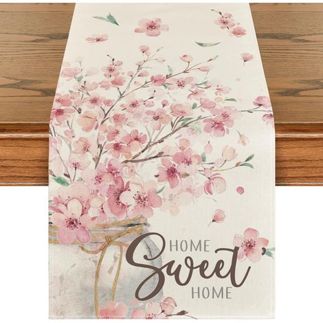 Chemin De Table De Fleurs Cerisier, 33 Cm X 183 Cm Chemin De Table Lin De Printemps Décoration De Tables Pour Décoration Saisonnière