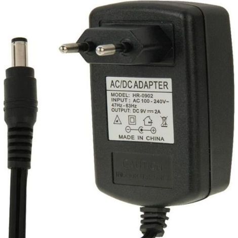 Hochwertiger Eu-netzadapterstecker, Ac 100–240 V Auf Dc 9 V, 2 A. Spitzen: 5,5 X 2,1 Mm. Kabellänge: 1 M