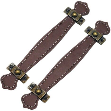 2 Schubladengriffe Aus Hellbraunem Leder Von 128 Cm Im Vintage-kofferstil