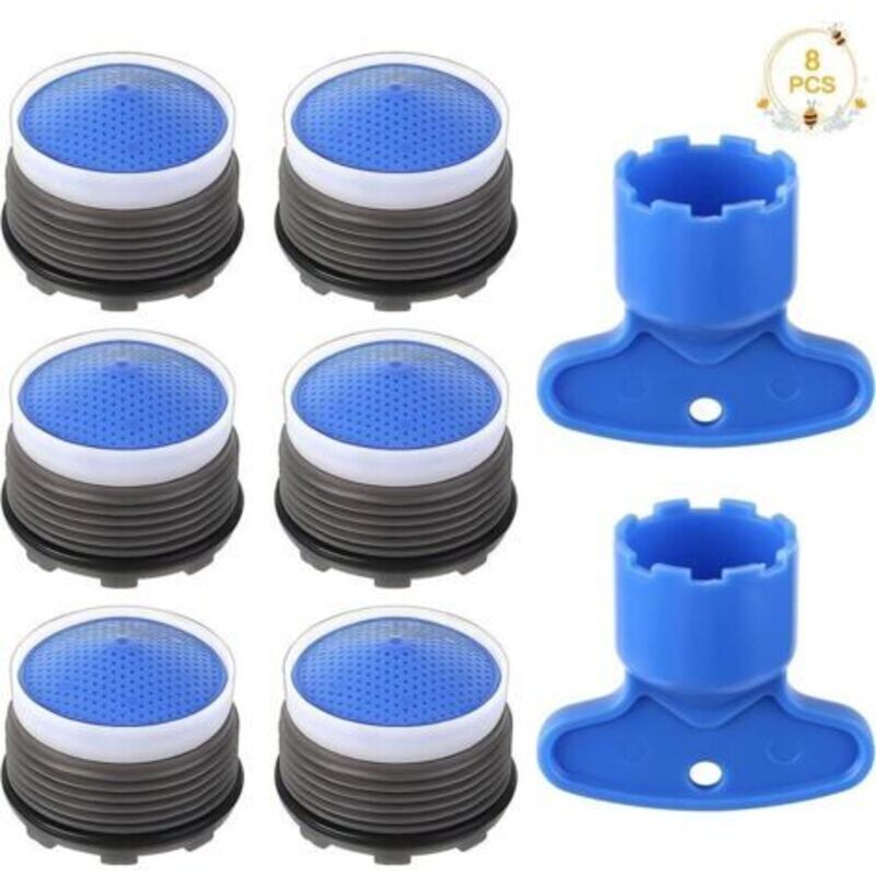 Wasserhahnbelüfter, 8-teiliger Wasserhahnfilter Mit Integrierten Belüftern, Wasserhahn-wassersparer Mit Schraubenschlüssel-werkzeugeinsatz, Filterbegrenzerbelüfter Für Küche Und Badezimmer