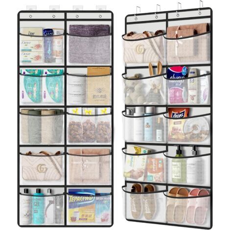 2 Stück Türaufbewahrung Mit 10 Netztaschen – Hängeorganizer Mit 4 Haken – Hängeregale 54,5 X 126 Cm Für Schlafzimmer, Wohnzimmer, Badezimmer