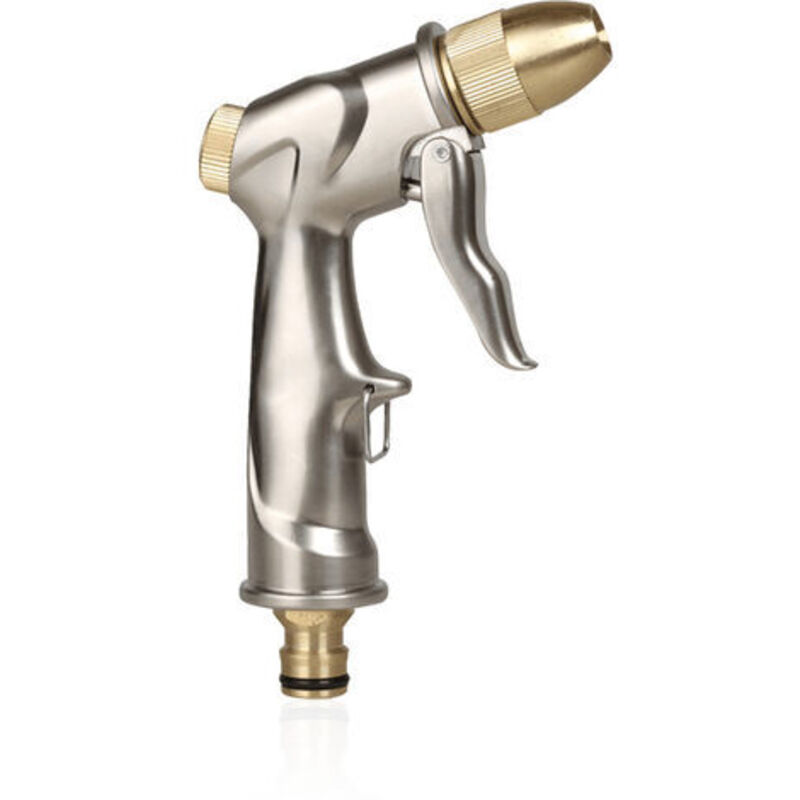 Pr Pistolet Pulvérisateur Pour Tuyau D'Arrosage With Buse Full In Laiton, Gunt À Eau 100 % Robustes Metall, Buse De Pulvérisation High Pression Pour L'Arrosage Of Plantes, The Nettoyage, Le Lav