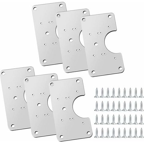 6er-pack Scharnier-reparaturplatten Aus Edelstahl Mit 36 ​​schrauben Und 12 Befestigungslöchern Für Die Reparatur Von Türen, Schränken, Wohnzimmermöbeln, Schubladen, Koffern Und Fenstern