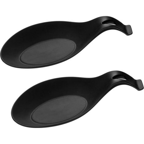 Repose-cuillère Aus Silikon, 2-teilig, Porte-cuillère De Cuisine À La Chaleur, Schwarz.