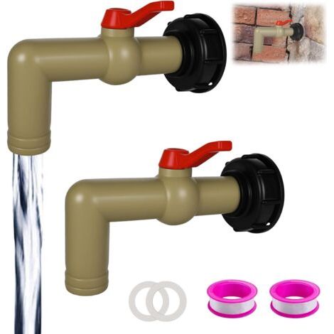 2er-pack Ablasshahn, S60 X 6 Grobgewinde, Zubehör Für Ibc-wassertank, 1-zoll-ibc-behälter, Wassertank, Wassertank Mit 32-mm-auslauf, Für Tank