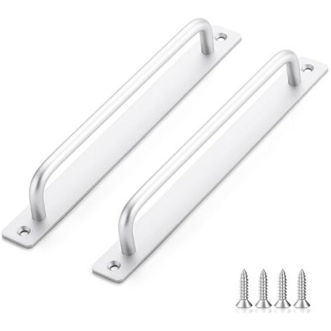 2-teiliger Schiebetürgriff, Länge 243 Mm, Mit Rückplatte, Aus Aluminiumlegierung, Möbelgeeignet, Silber, Mit Schrauben