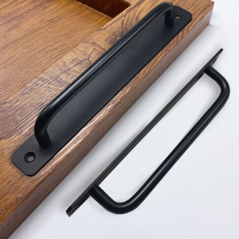 2-teiliger Schiebetürgriff, Länge 212 Mm, Mit Gegenplatte, Aluminiumlegierung, Für Möbel Geeignet, Schwarz, Mit Schrauben