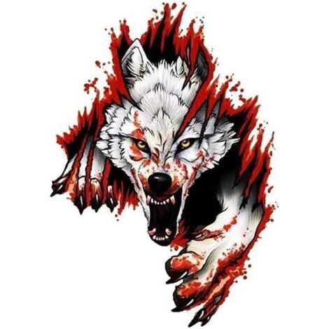 Ahlsen 2 Stück 3d-wolfskopf-aufkleber, 3d-autoaufkleber, Wütender Wolf, Lustiges Motorradzubehör, Pvc, 18 X 25 Cm
