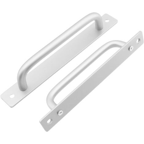 2-teiliger Schiebetürgriff, Länge 212 Mm, Mit Rückplatte, Aus Aluminiumlegierung, Möbelgeeignet, Silber, Mit Schrauben