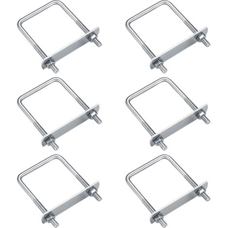 6 Stück U-bolzen, M6 U-bolzen, Edelstahl-u-bolzen Mit Muttern-unterlegscheiben-platten, Klemmschrauben-befestigungselement Für Rohrbefestigung, Rechtwinklig 80 X 50 Mm