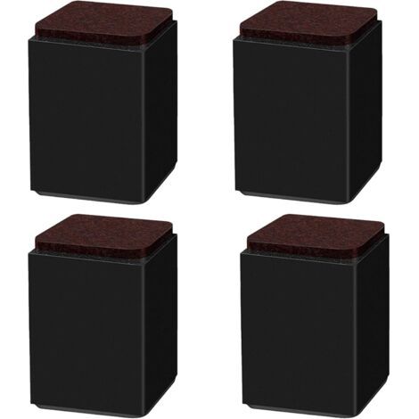 (schwarz 10 Cm) 4 Stück Möbelstützfüße, Selbstklebende Sitzerhöhung Aus Kohlenstoffstahl, Quadratisch 6 X 6 Cm, Für Sofa, Bett, Tv-schrank, Möbelerhöhung, Höhe 5 Cm/10 Cm, Schwarz/weiß/braun