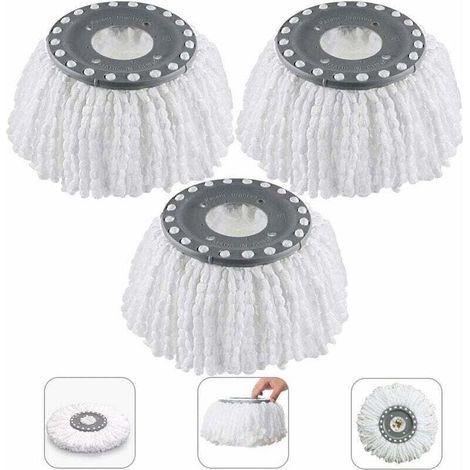 3 Stück Têtes Microfibre Balai, Moppköpfe, Tête De Vadrouille Rechange Rond Têtes Mop Rotation À 360 Pour Balais Serpillère Rotatif 360°(diamètre 16 Cm)