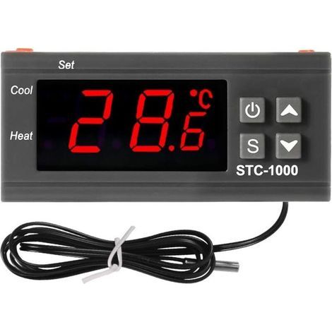 Stc-1000 Digitaler Temperaturregler, Ac 10 A, 110–220 V, Led, Digitaler Temperaturregler, Celsius-thermostat, Heizen/kühlen, 2 Relaisausgänge Mit Ntc-sensorsonde