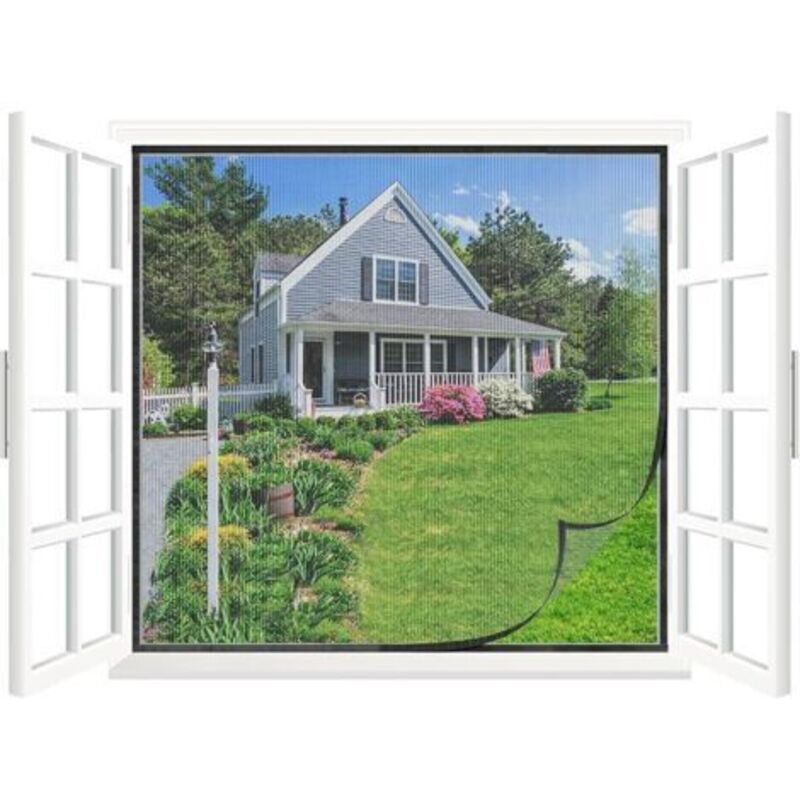 Fenster-moskitonetz 80 X 100 Cm, Transparentes Moskitonetz Für Balkontüren, Garten, Innovative Selbstklebende Befestigung, Kein Bohren Oder Schrauben – Schwarz