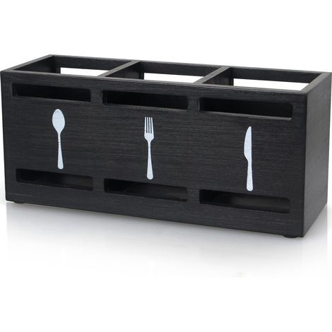 Porte-couverts En Bois, Boîte De Rangement Pour Couverts En Bois, Petit Porte-utensiles De Kitchen Noir