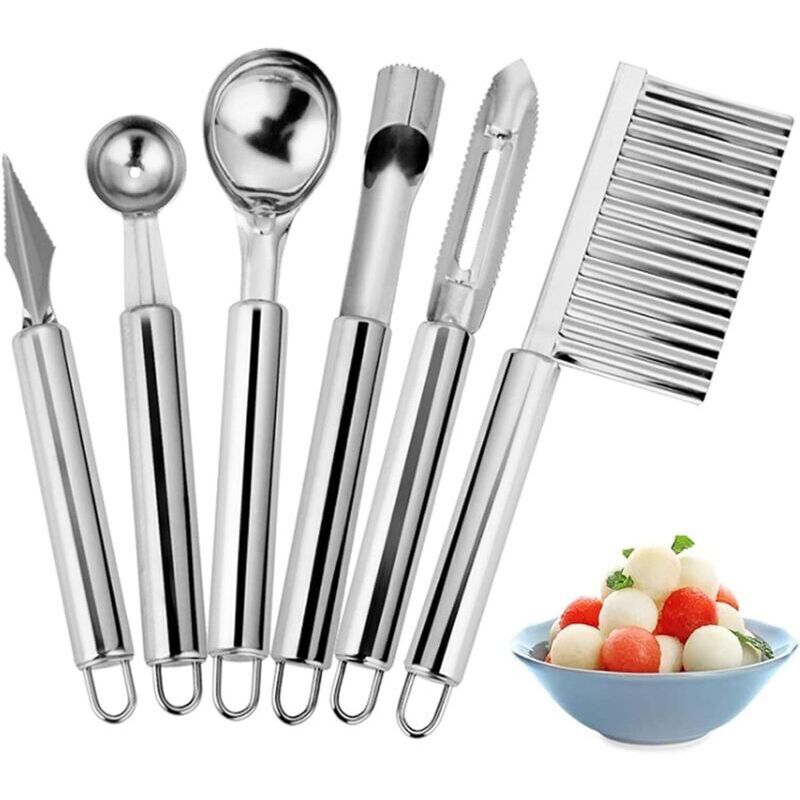 Set Aus Obstwerkzeugen, 6 Stück, Zum Entnehmen Von Früchten, Pastèque, Gusseisen Mit Aufgelöstem Noyau-pomme-eplucheur-melonen-coupe-pommes-de-terre-cup Zum Selbermachen Von Früchten Und Hülsenfrüchte