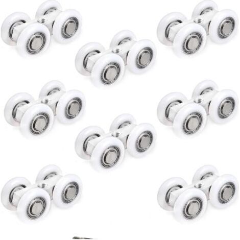 6,5 X 1,9 Cm Roulettes Porte Coulissante – Lot De 8 Pièces, Roues En Caoutchouc Pour Porte De Douche Et Coulissante