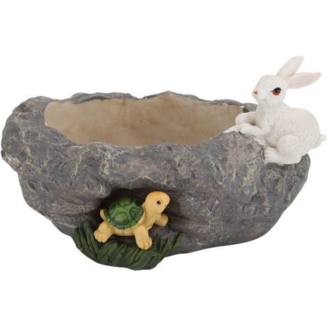 Kreative Töpfe Für Sukkulenten Aus Kunstharz Artisanat Décoration Intérieure Imitation Pierre Et Bois Sec Course De La Tortue Et Du Lièvre-
