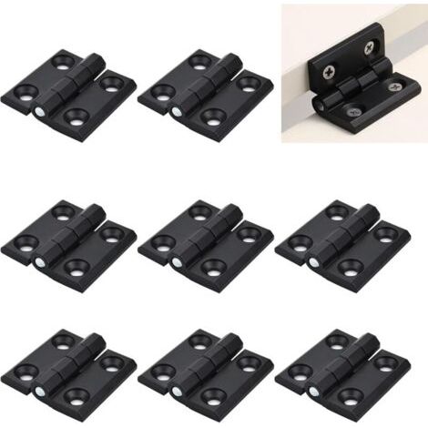 Set Mit 8 Klappscharnieren 40 Mm × 40 Mm Aus Schwarzem Edelstahl, Außenscharnier Aus Edelstahl, Flache Klappscharnierlöcher, Für Wohnmöbel, Schrank, Tür, Schublade, Holzkiste