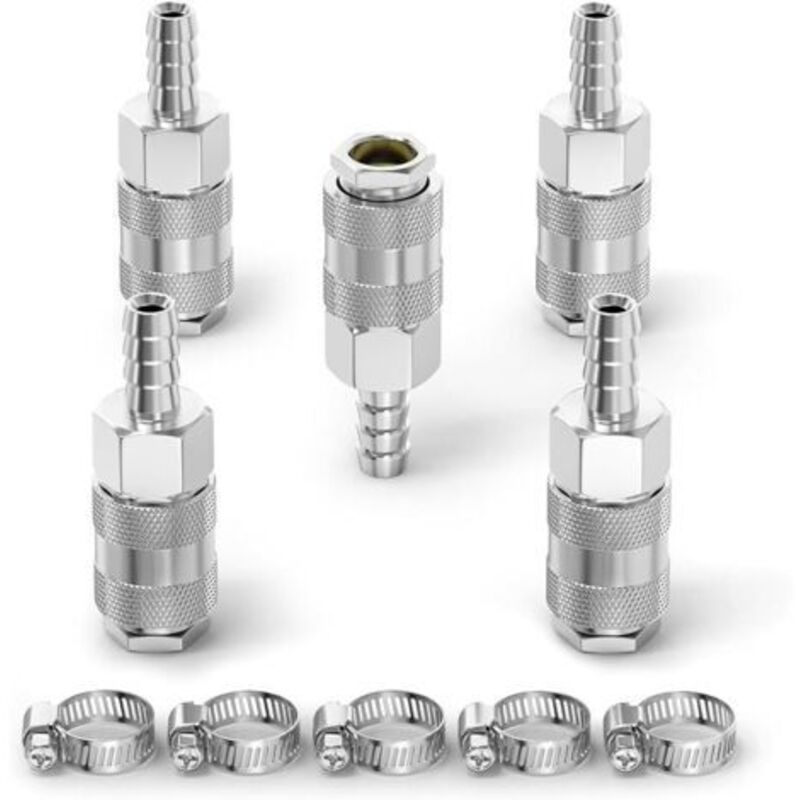 5-teiliges Luft-industrie-stecker-zubehör Mit 8-mm-luftschlauch, Vernickeltem Schlauch, Schnellem, Pneumatischem Luftkompressor Und Schlauch-luftkompressor
