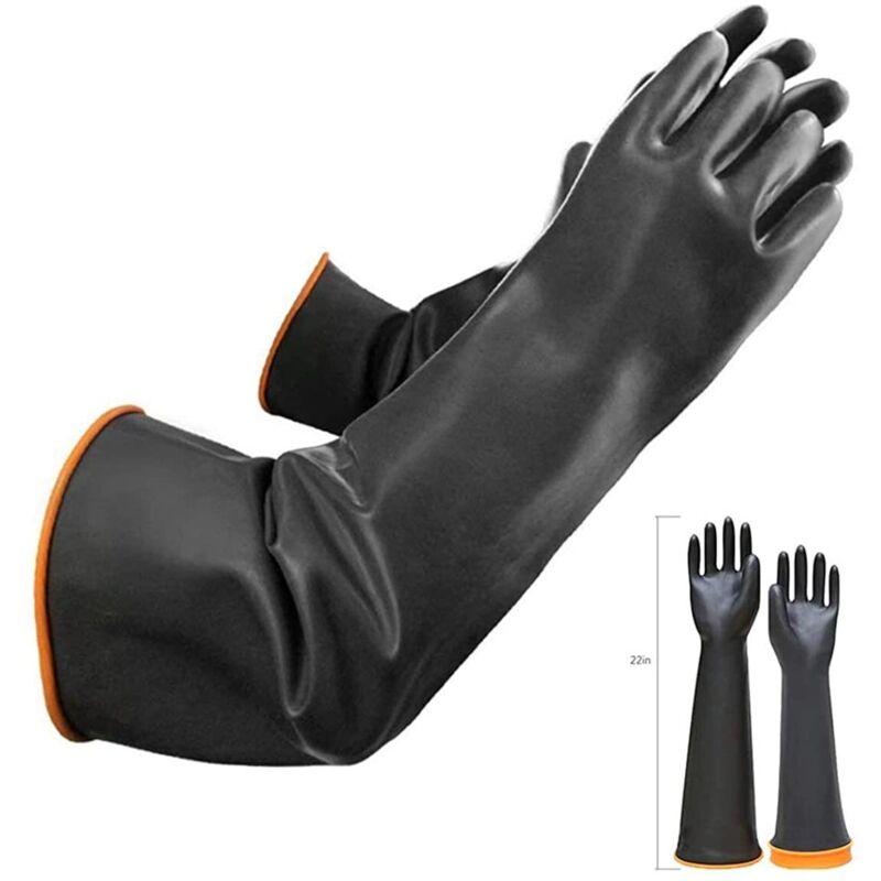 Paar Beständiger Handschuhe Gegen Chemische Produkte - Langes Aus Kautschuk - Latex-undurchlässige Sicherheit - Beständigkeit Gegen Starke Säure, Alkali Und Staub - Antidérapants