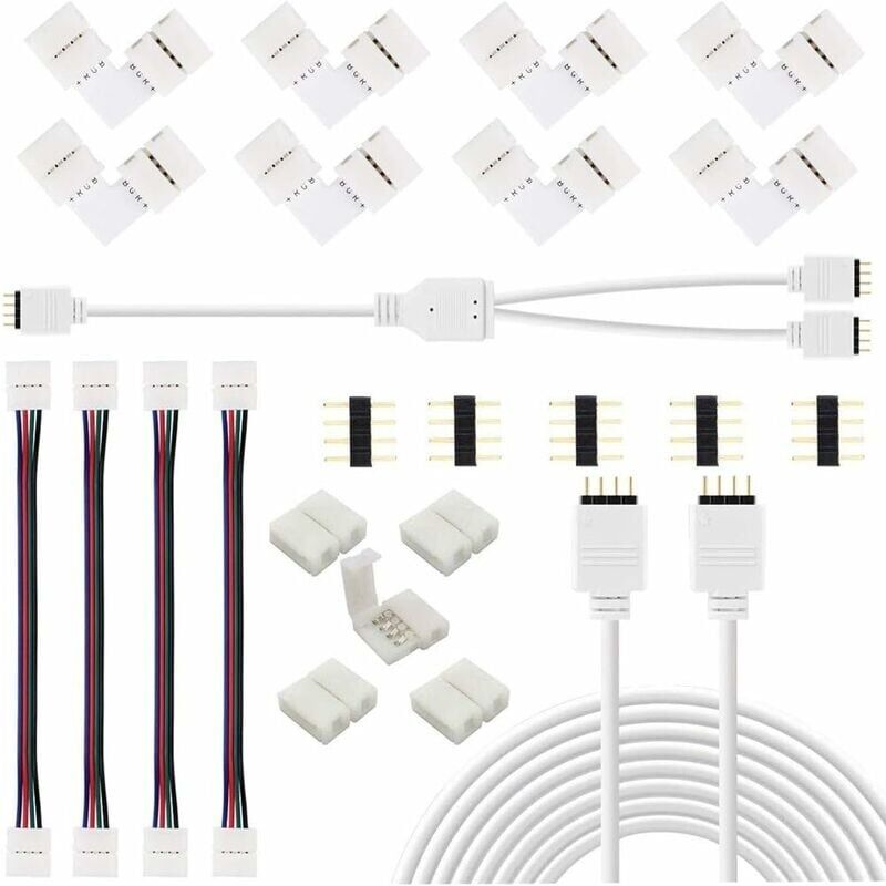 Kit Für Led-bandanschluss Für Led-band Rvb 5050 Mit 4 Broschen, Led-bandanschluss, Led-bandverteiler, Led-bandverlängerung, Led-bandwinkelanschluss, Klemmen