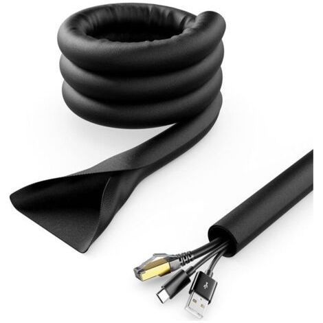 2 M Schwarze Kabelhalterung, Automatische Kabelführung, Kabelschutz, Kabelverstärkung Und Robustes Nylon, Maison Lieu De Travail Bureau