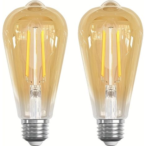 Ampulle Led Vintage E27, 6 W 2700 K Weiß - Ampulle Edison Mit Filament Led St64 In Glas Ambré (2er-set)
