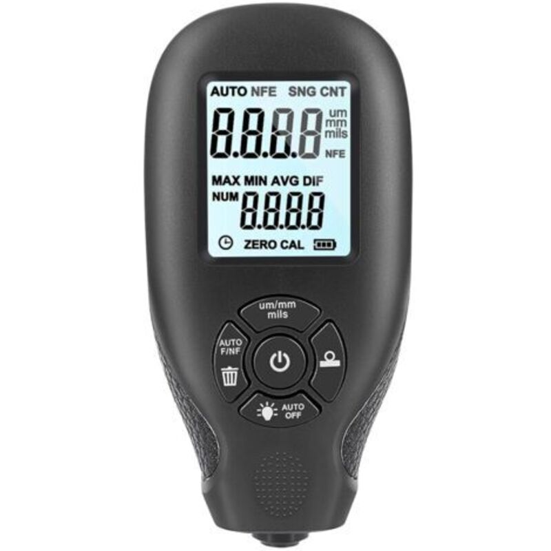 Pr Jauge D'Épaisseur De Revêtement De Auto Peinture De Voiture, Rétroéclairage Portable, D'Épaisseur De Revêtement Numérique Lcd With Acier Et Métal De Aluminio (noir)