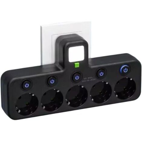 (5 Steckdosen Schwarz) Wandsteckdosenleiste Mit 4 Eu-steckdosen, 2 Usb-anschlüssen, 1 Typ-c-anschluss, Einzelnen Schaltern