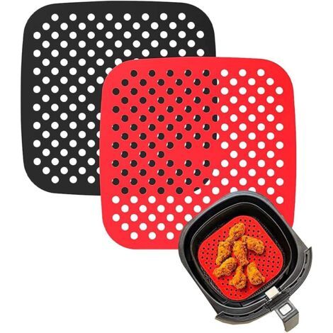 2 Stück Antihaft-silikon-einlagen Für Luftfritteuse – Zubehör Für Luftfritteuse, Antihaftbeschichtung, Airfryer, Pergamentpapier (19 Cm Quadratisch)