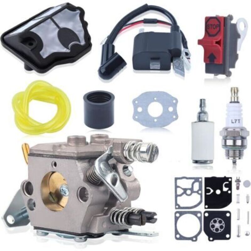 Pr Carburateur Bobine Dallumage Pour Husqvarna 36 41 136 137 141 142 Mit Vergaserleitung Vergaserfilter Trousse De Réparation Tronçonneuse Moteur Wt-834