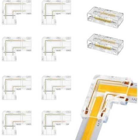 10 Stück Bandverbinder, 8 Mm 2-poliger Cob-led-streifen-eckverbinder, 8 Stück L-typ/eckverbinder, 2 Stück Transparente, Lückenlose Zwischenverbinder Für Led-leuchten, Srtip